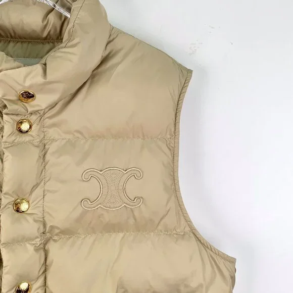 Celine Khaki “Arc de Triomphe” single-breasted sleeveless down vest - Picture 3 of 8